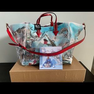 New Christian Louboutin Cabaraparis_Embellished Studs Leather Printed Canvas